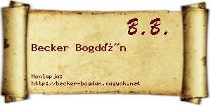 Becker Bogdán névjegykártya